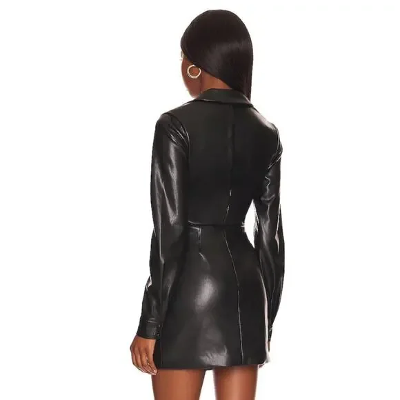 Faux Leather Spencer Mini Dress NWOT in Black Size Small